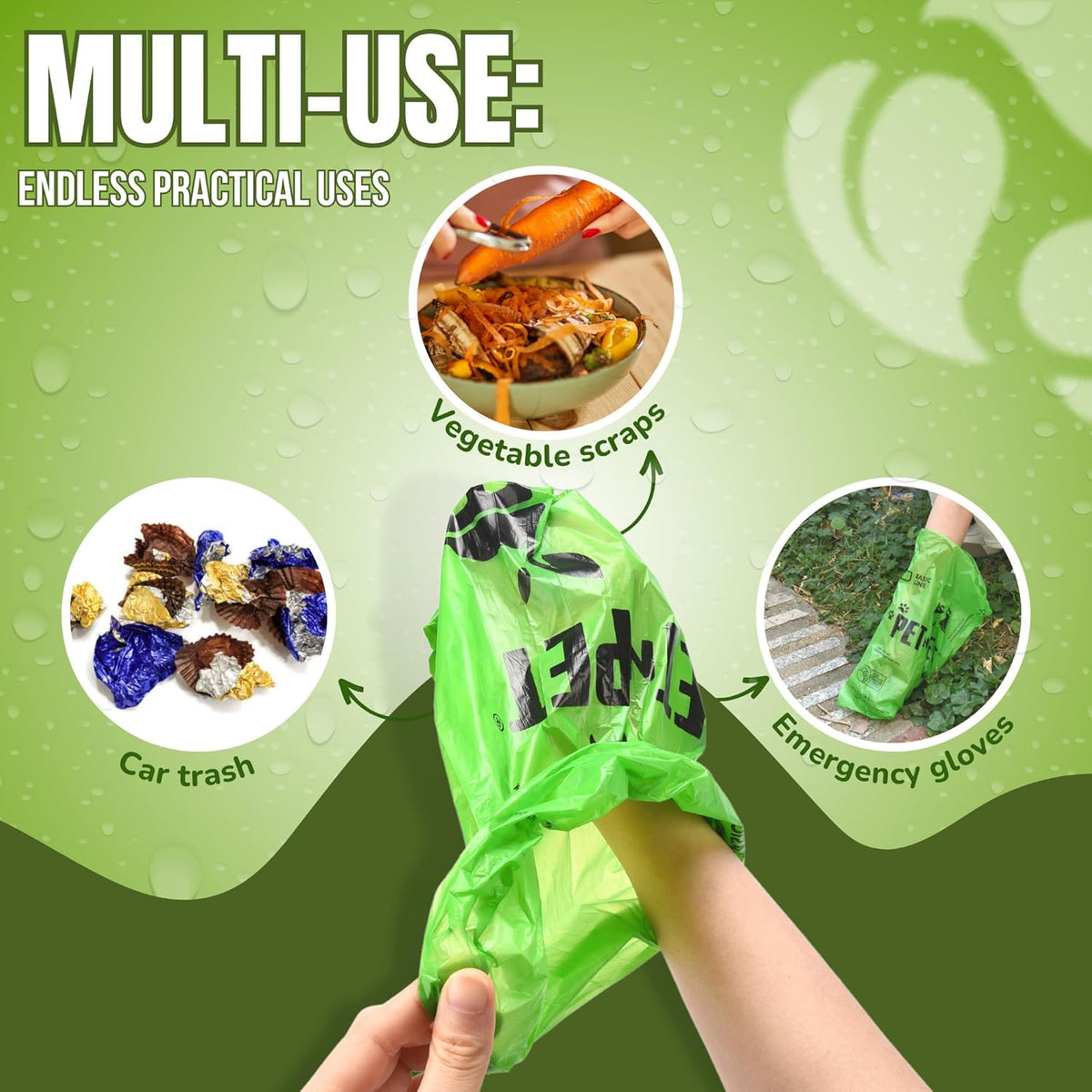 Dog Poop Bags, 1080 Count, 60 Rolls Green Unscented Pet Waste Bag