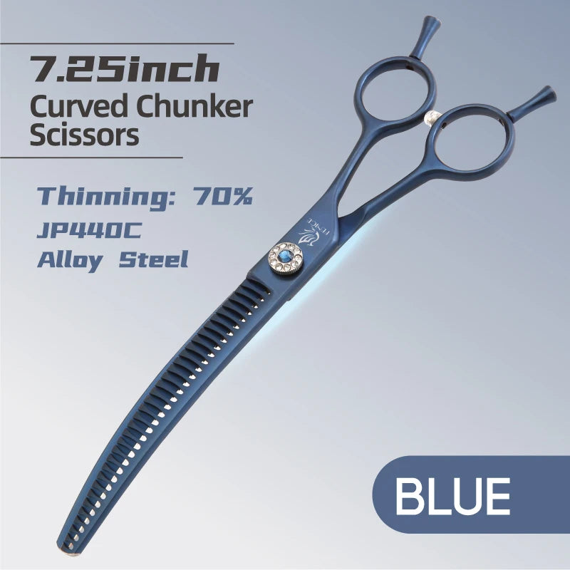 High-End 7.25 Inch Professional Pet Dog Grooming Scissors Curved Thinning Chunker Shears for Tijeras Peluquería Canina