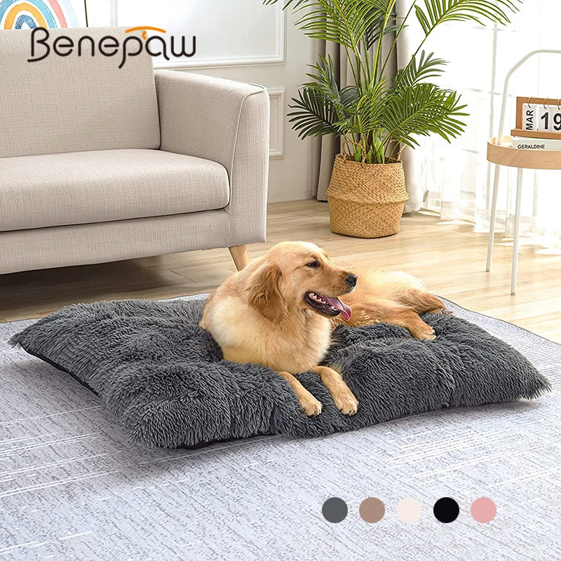 Fluffy Calming Dog Bed Washable Pet Mat Waterproof Anti-Slip Anti-Anxiety Pet Kennel for Large Medium Small Puppy Cats