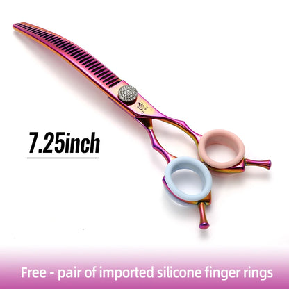 High-End 7.25 Inch Professional Pet Dog Grooming Scissors Curved Thinning Chunker Shears for Tijeras Peluquería Canina