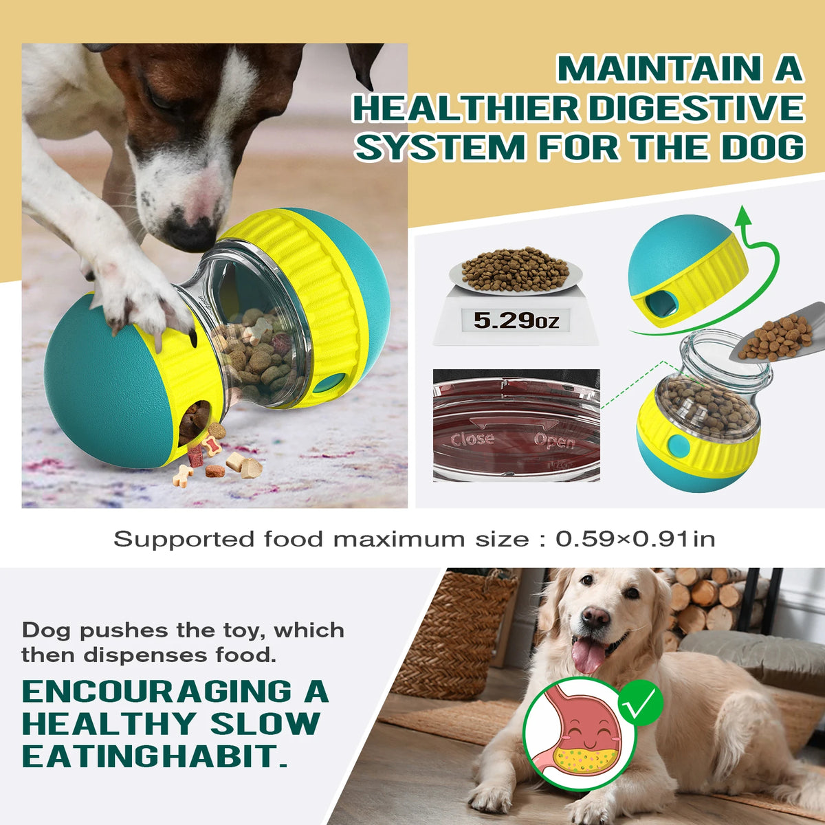 Interactive Cat Treat Dispenser Toy, Squeaky Puzzle Feeder for Slow Feeding & Anxiety Relief, Food-Grade ABS