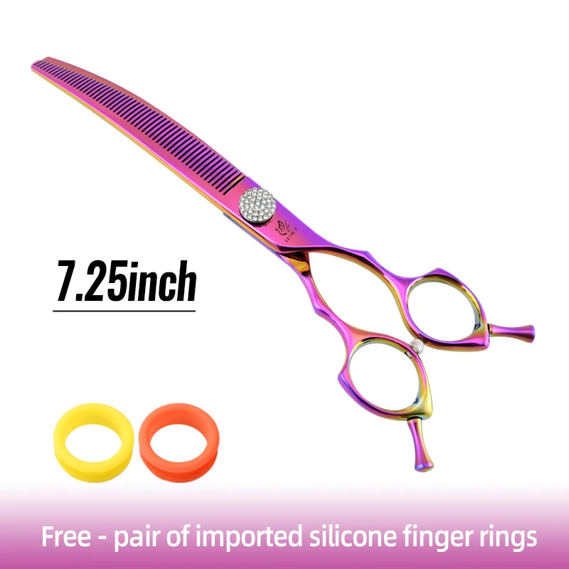 High-End 7.25 Inch Professional Pet Dog Grooming Scissors Curved Thinning Chunker Shears for Tijeras Peluquería Canina