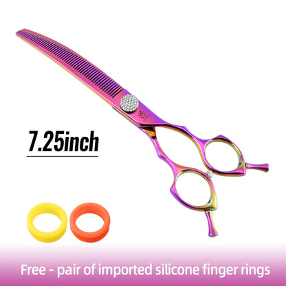 High-End 7.25 Inch Professional Pet Dog Grooming Scissors Curved Thinning Chunker Shears for Tijeras Peluquería Canina